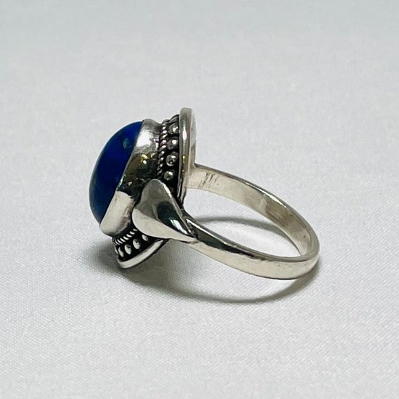 Sterling Silver Ring with Lapis Stone, Size 7.5 - Picture 3 of 5